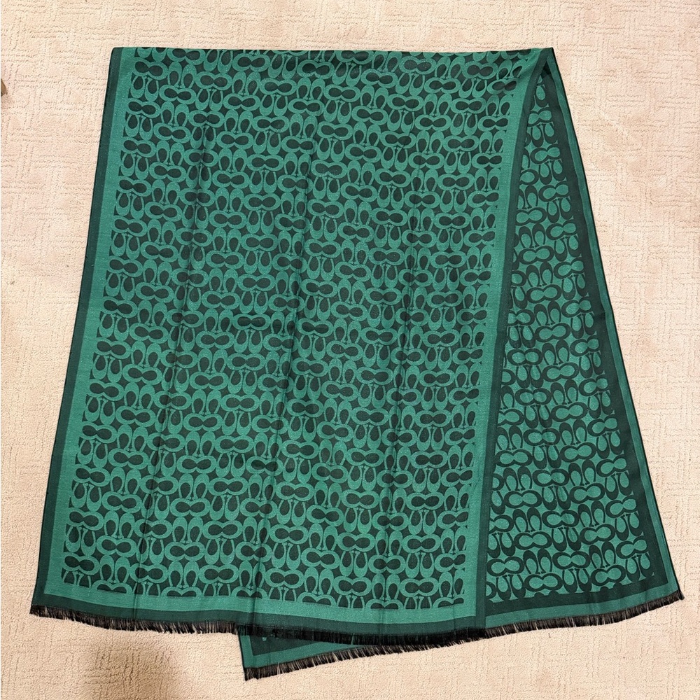 Coach green signature shawl